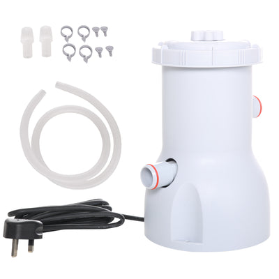 Outsunny Cartridge Filter Pump for 13'-15' Above Ground Pools, 800GPH (3028 LPH) Swimming Pool Filter Pump with Hose and Hose Clamps, White 