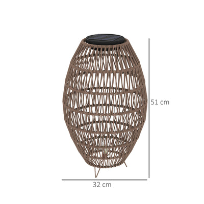 Outsunny Rattan Solar Lamp, Garden Solar Lantern with Auto On/Off Light, IP44 Waterproof, Decorative Outdoor Rattan Lamp for Porch, Pathway, Dark Brown 