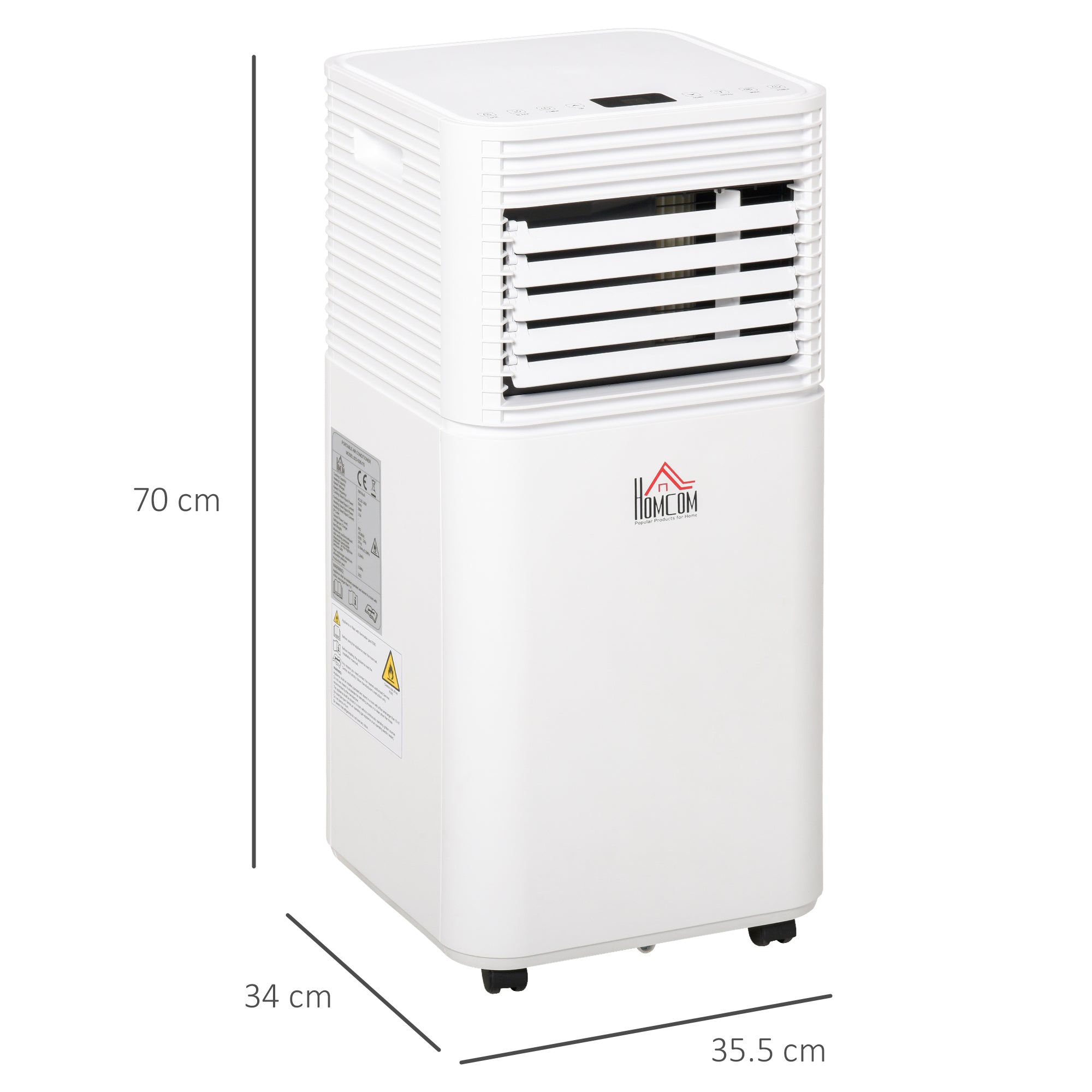 HOMCOM 7000 BTU Portable Air Conditioner for Cooling Dehumidifier Fan, Air Conditioning Unit for Room up to 15m², with Remote, 24H Timer, Window Mount Kit, R290, A Energy Efficiency, 785W 