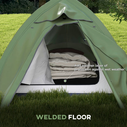Outsunny Double Layer Camping Tent, 1-2 Man Backpacking Tent with Carry Bag, 2000mm Waterproof and Lightweight, Green 