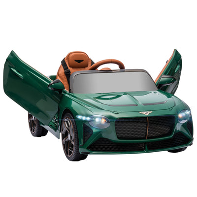 HOMCOM Bentley Bacalar Licensed 12V Kids Electric Car, with Remote Control, Horn, Lights, Music, Suspension Wheels, Green 