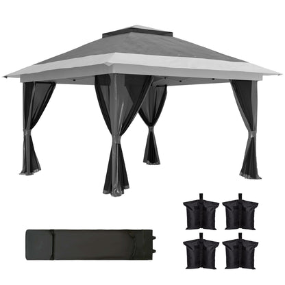 Outsunny 3.6 x 3.6m Pop-Up Gazebo, with Accessories - Grey 