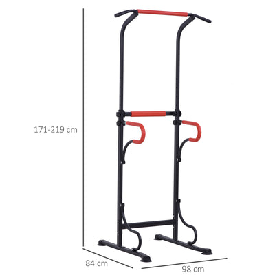 HOMCOM Steel Multi-Use Exercise Power Tower Pull Up Station Adjustable Height W/ Grips 