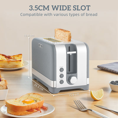 HOMCOM Sleek Textured Kettle and Toaster Set - Grey 