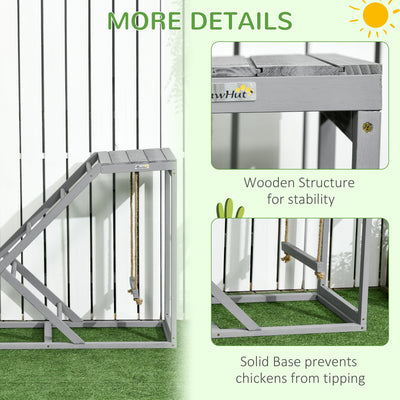 PawHut Wooden Chicken Coop Toy with Swing, Ladder, Platform, Grey 