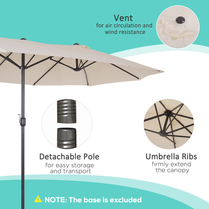 Outsunny 4.6m Double-Sided Patio Parasol Sun Umbrella-Beige 