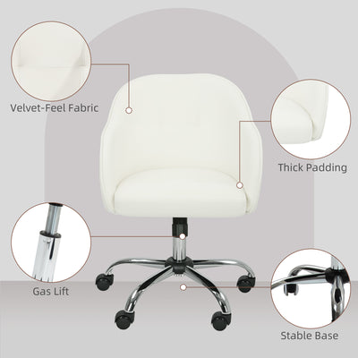 HOMCOM 46-56 cm Velvet-feel Office Chair - Cream 