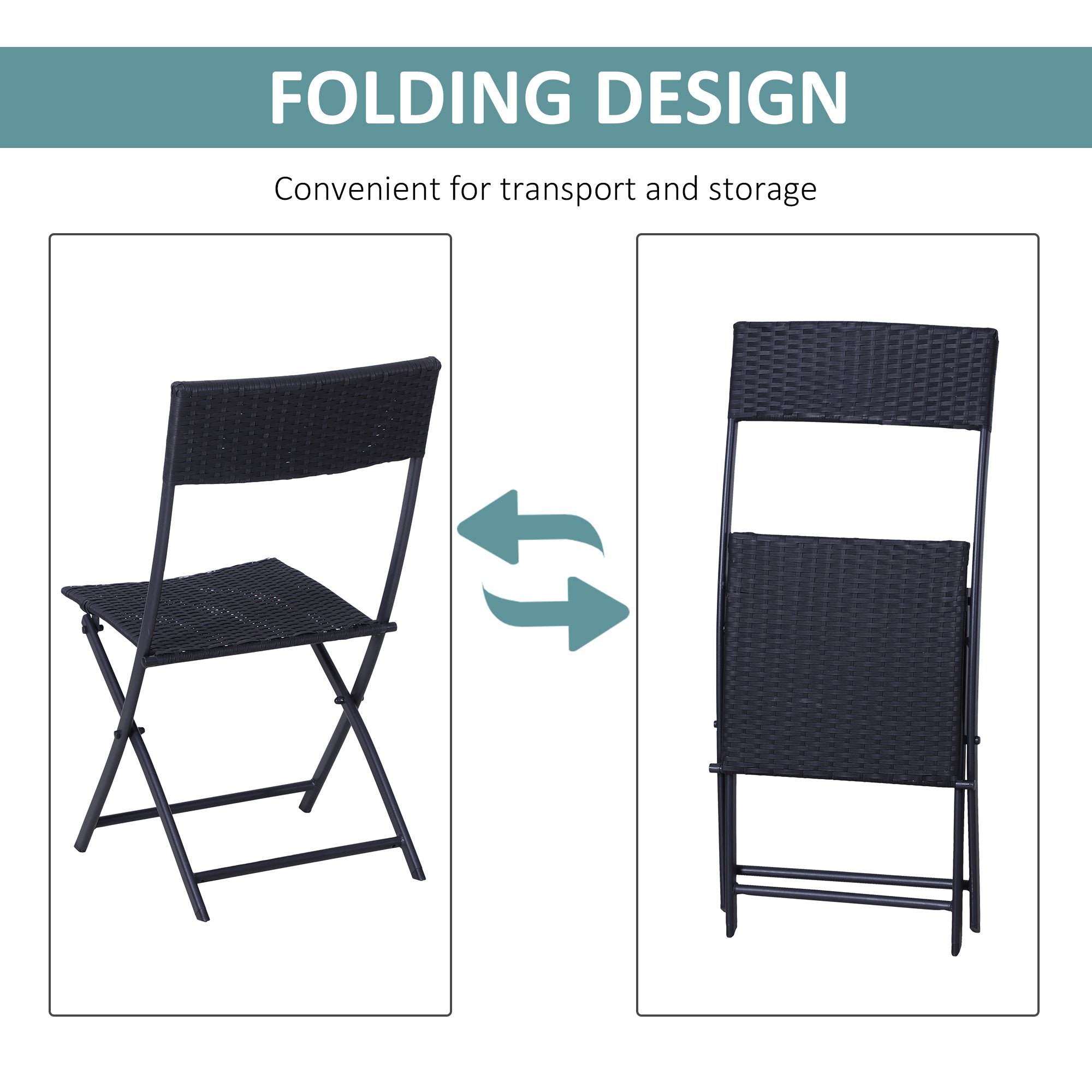 Outsunny 2-Seater Rattan Furniture Set-Black 