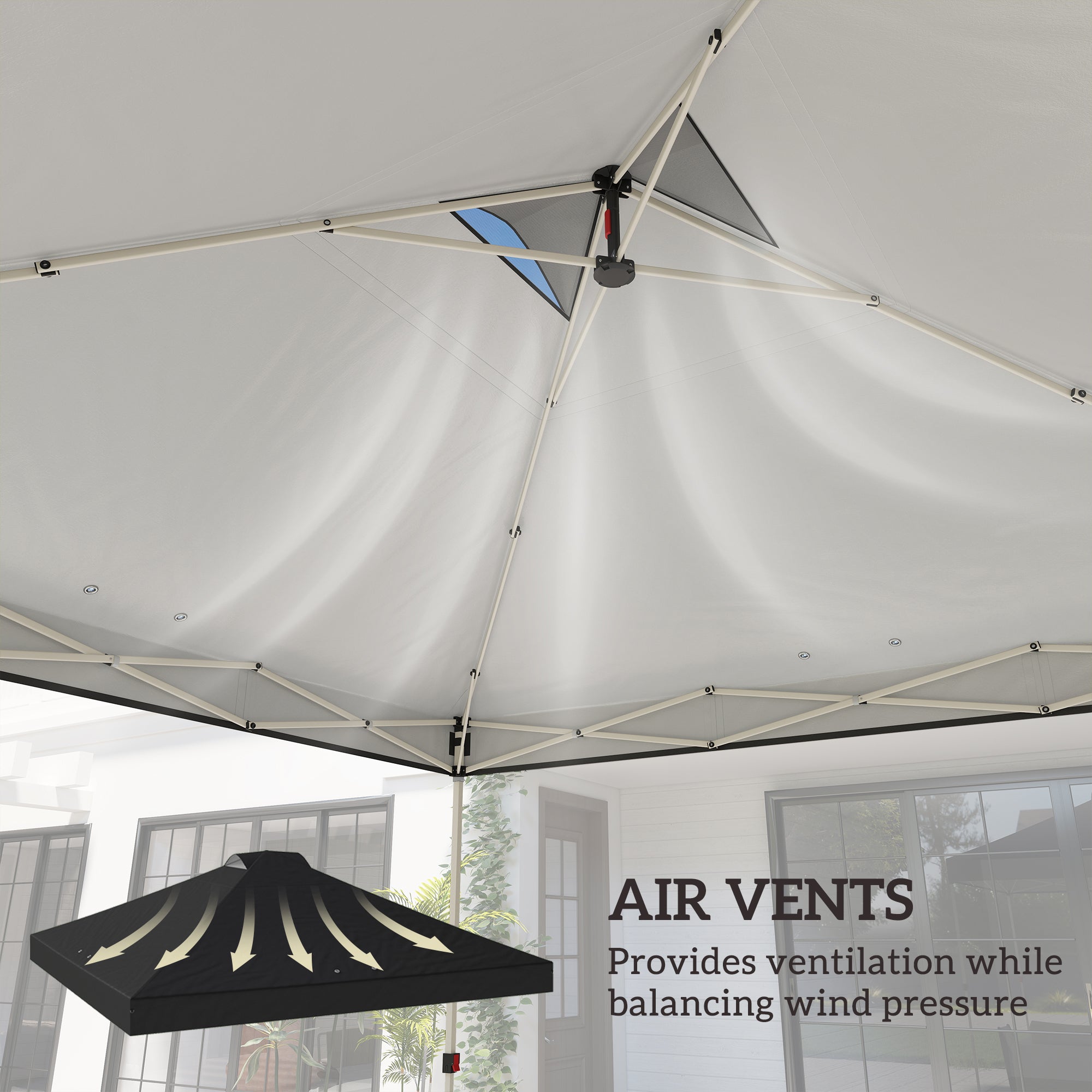 Outsunny gazebo roof replacement UV50+ Waterproof Pop Up Canopy Cover with 8 Drainage Holes 3 x 3 m Black 
