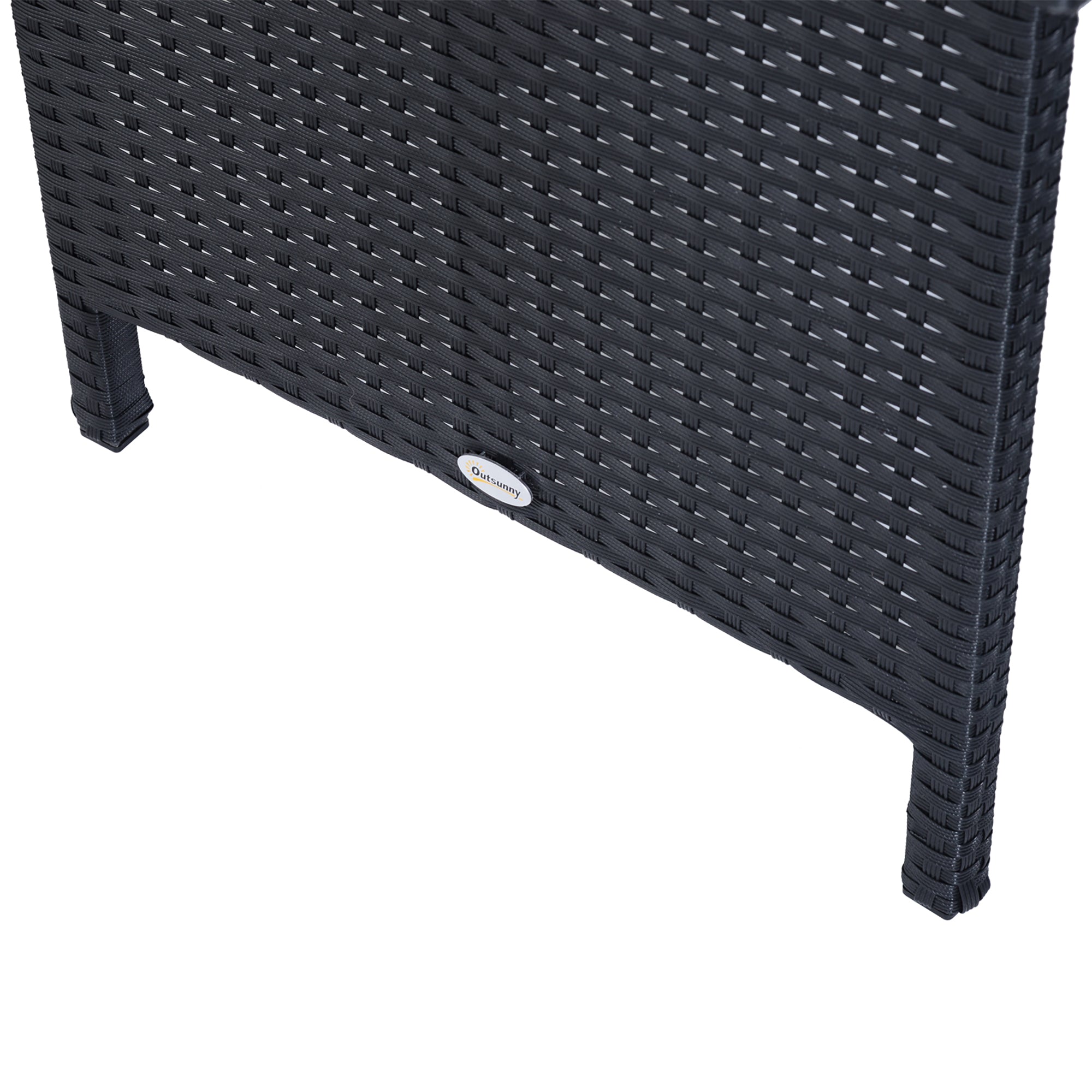 Outsunny 8-Seater Garden Rattan Furniture Rattan Corner Dining Sofa Set Wicker Conservatory Furniture Lawn Patio Coffee Table Foot Stool w/Cushion-Black 