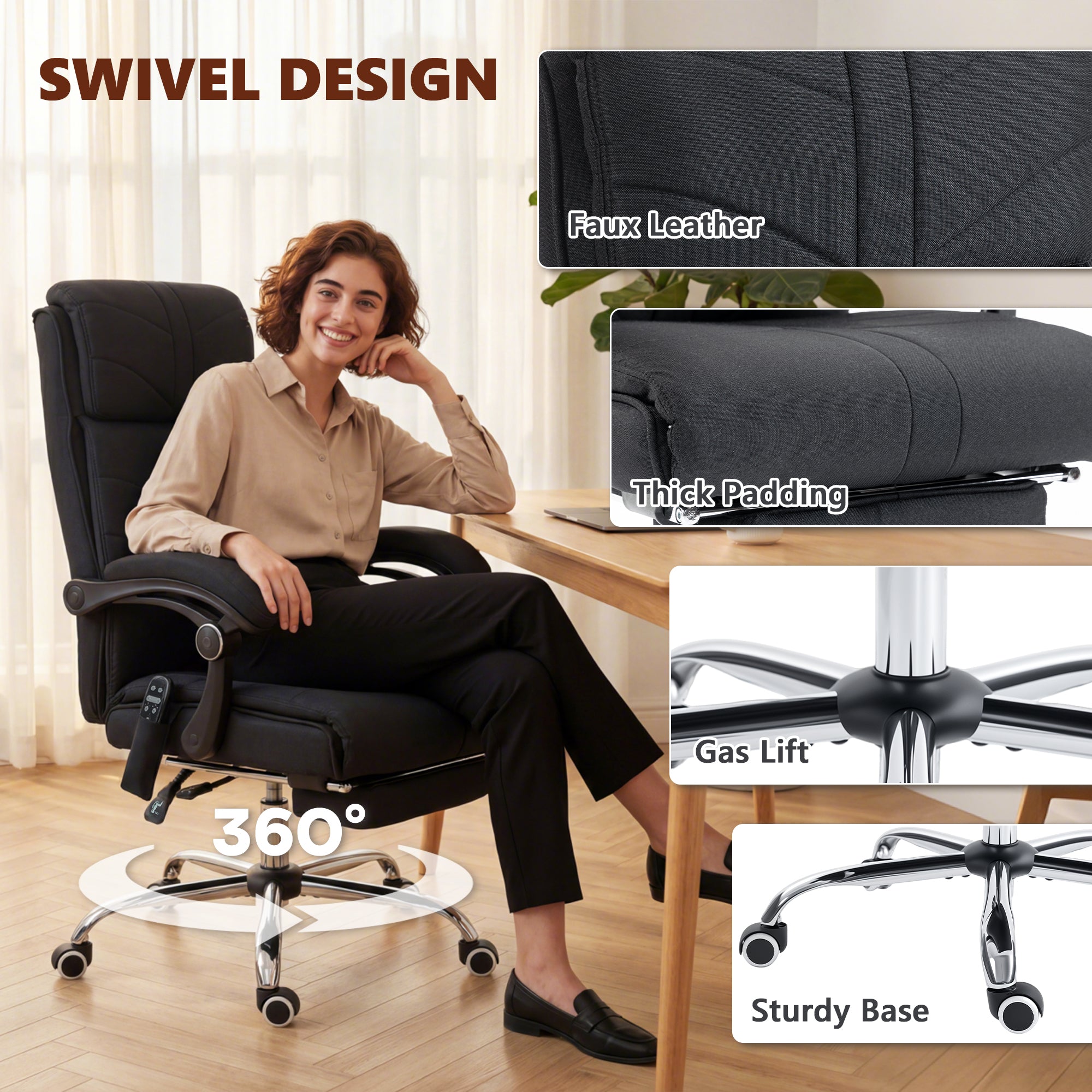 Vinsetto High Back Vibration Massage Office Chair with Footrest, Heated, Black 
