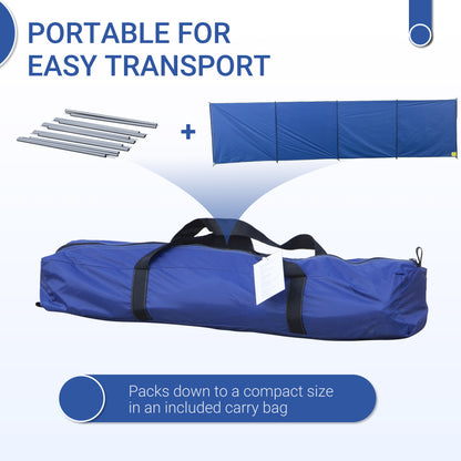 Outsunny Camping Windbreak, Foldable Portable Wind Blocker w/ Carry Bag and Steel Poles, Beach Sun Screen Shelter Privacy Wall, 620cm x 150cm 