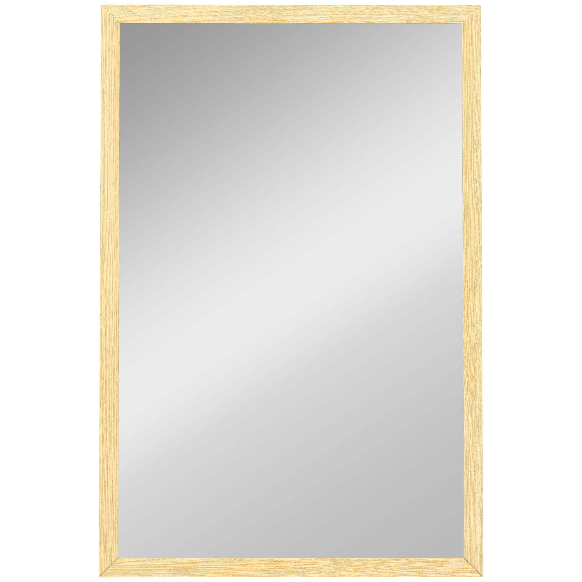 HOMCOM Wall Bathroom Mirror, 60 x 40 cm Wall-Mounted Mirror for Living Room, Bedroom, Hallway, Natural Wood Finish 