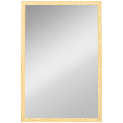 HOMCOM Wall Bathroom Mirror, 60 x 40 cm Wall-Mounted Mirror for Living Room, Bedroom, Hallway, Natural Wood Finish 