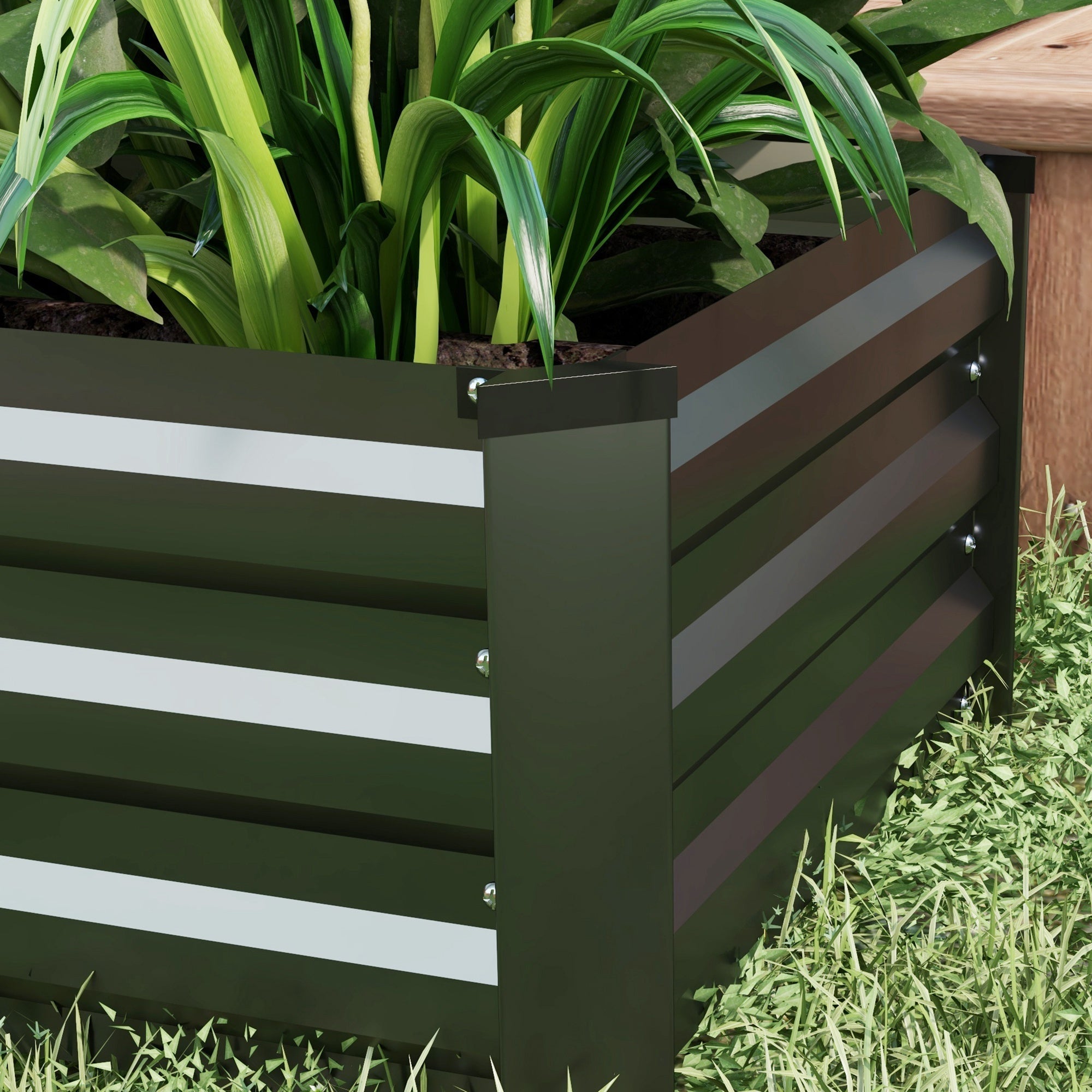 Outsunny Set of Two 60 x 100cm Galvanised Steel Planters, Grey 