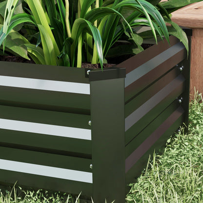 Outsunny Set of Two 60 x 100cm Galvanised Steel Planters, Grey 