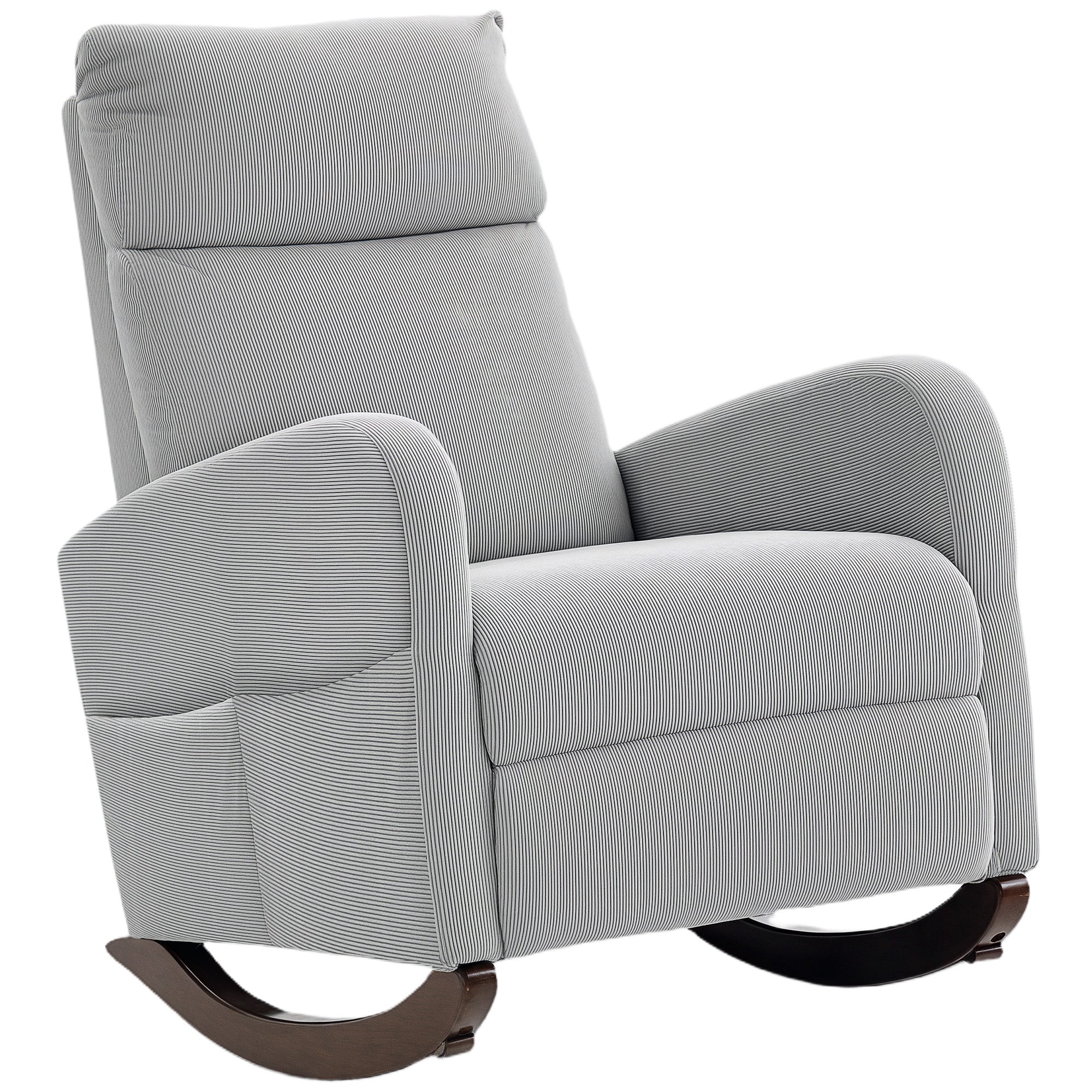 HOMCOM Corduroy Rocking Armchair - Grey 