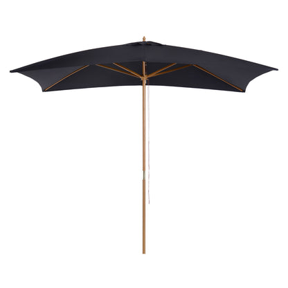 Outsunny 2 x 3m Wooden Garden Parasol Umbrella Outdoor Sun Shade Canopy, Black