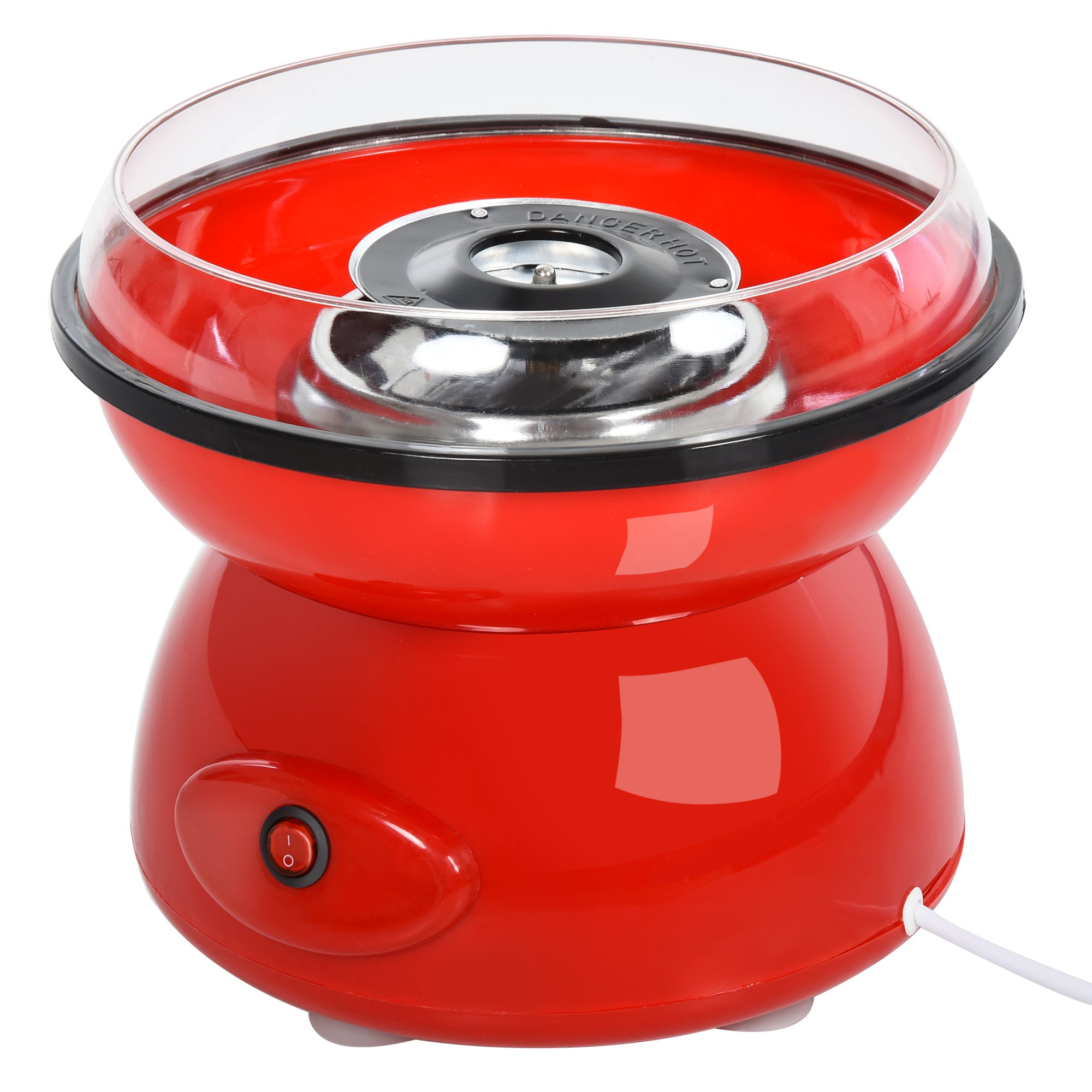 HOMCOM 450W Electric Candyfloss Machine Kit Non-Stick Plates Fairground Fun Children Adult Party Gift Home Sweet Metal Body w/ Accessories Red 