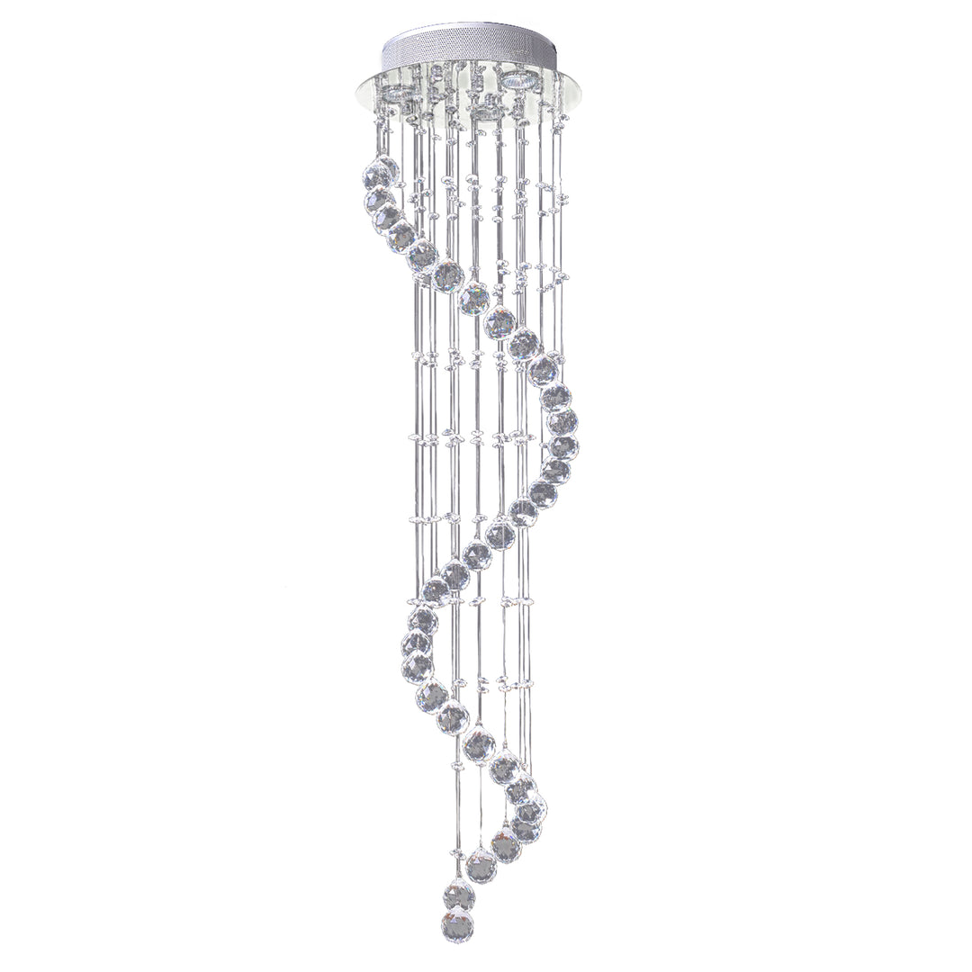 HOMCOM Modern Crystal Chandelier Ceiling Light Pendant Lamp Chrome Finish Glass Droplets New, Ф30 x 120cm 