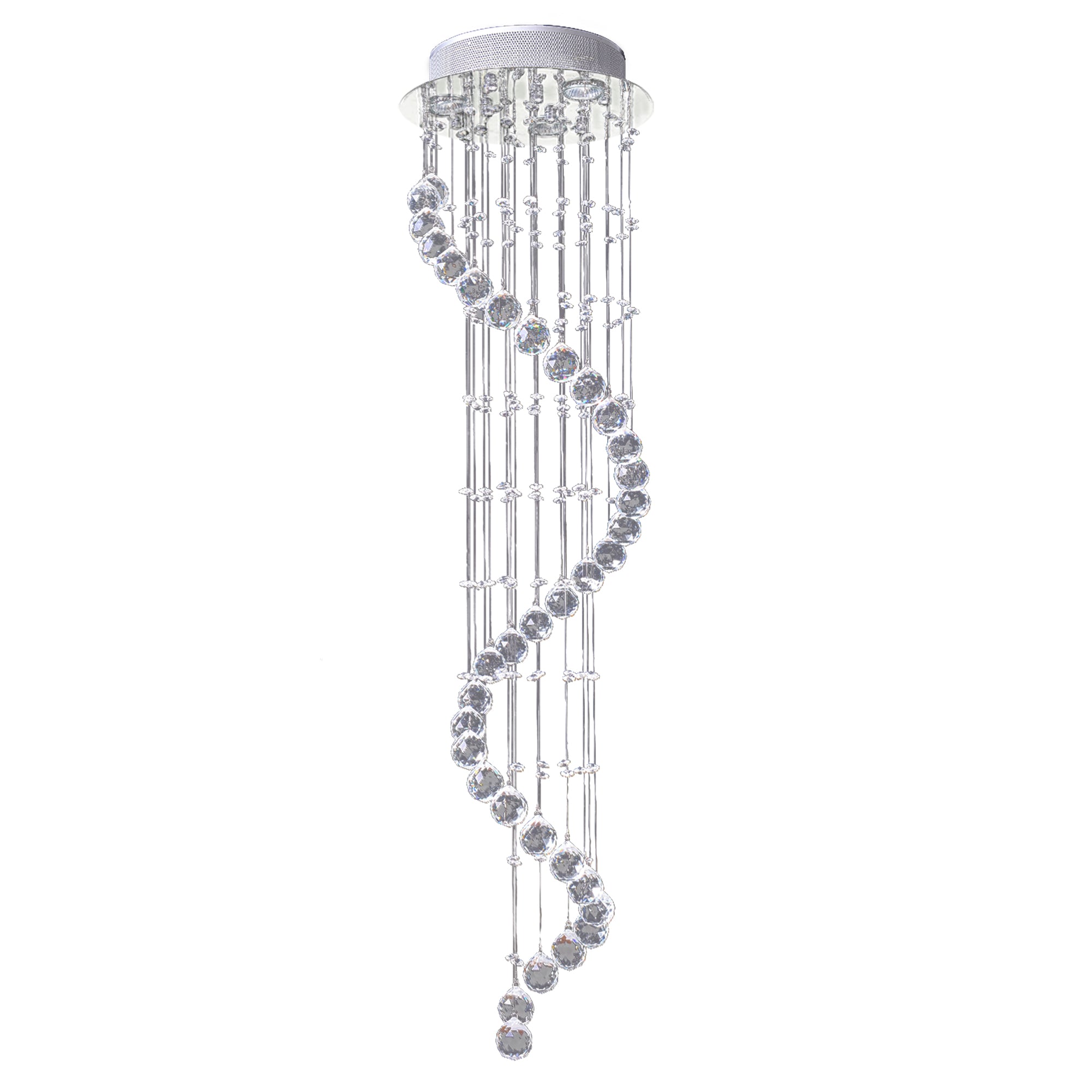 HOMCOM Modern Crystal Chandelier Ceiling Light Pendant Lamp Chrome Finish Glass Droplets New, Ф30 x 120cm 