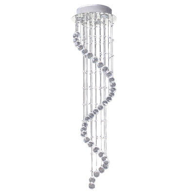 HOMCOM Modern Crystal Chandelier Ceiling Light Pendant Lamp Chrome Finish Glass Droplets New, Ф30 x 120cm 