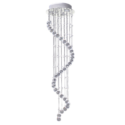 HOMCOM Modern Crystal Chandelier Ceiling Light Pendant Lamp Chrome Finish Glass Droplets New, Ф30 x 120cm 