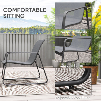 Outsunny 4 Piece Garden Furniture Set Outdoor Patio Sofa Set with Double Chair, Single Chairs and Glass Top Table for Terrace and Balcony, Light Grey 