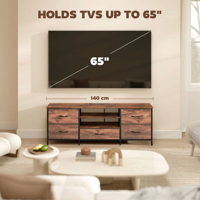 HOMCOM Multi-Storage Industrial TV Stand - Brown/Grey/Black 