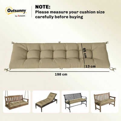 Outsunny Sun Lounger Cushion, Memory Foam Patio Chair Cushion with Ties, Outdoor Seat Pad Fits 190 x 60 cm Lounger, Sand 