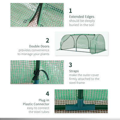 Outsunny Tunnel Greenhouse Green Grow House for Garden Outdoor, Steel Frame, PE Cover, Green, 200 x 100 x 80cm 