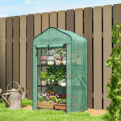 Outsunny Three-Tier Mini Greenhouse - Green