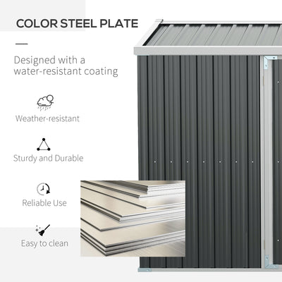 Outsunny 14 x 8ft Outdoor Garden Metal Storage Shed with Lockable Door, Tool Storage Box for Garden, Patio and Lawn, Grey 
