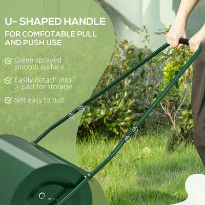 Outsunny 63 L Heavy Duty Water Or Sand Filled \'ce\'a630cm Garden Steel Lawn Roller Drum - Dark Green 