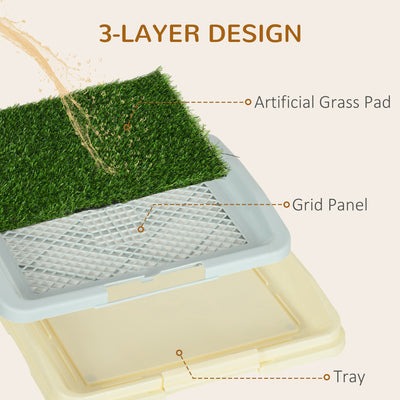 PawHut Puppy Training Pad, Indoor Portable Puppy Pad, with Artificial Grass, Grid, Panel, Tray, 46.5 x 34cm 