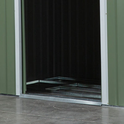 Outsunny 7 x 4ft Galvanised Steel Garden Shed, with Foundation Kit - Green 