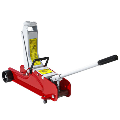 HOMCOM Low Profile Jack, Hydraulic Racing Floor Jack, 8-38cm Lifting Range, 2.5 Ton Capacity, Red 
