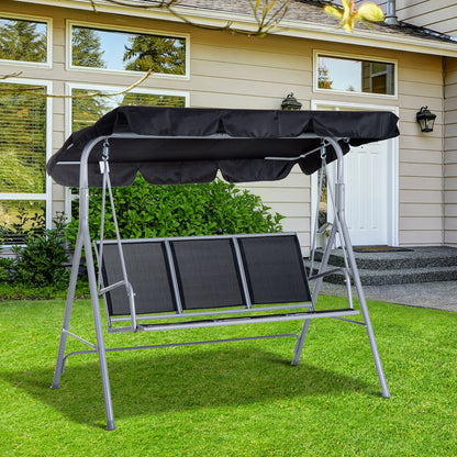 Outsunny Outdoor 3-Seater Swing Chair-Black 