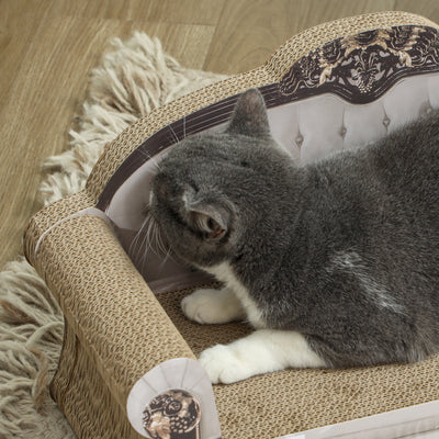 PawHut 2 in 1 Cat Scratcher with Organic Catnip for Indoor Cats, 29.5 x 56 x 26cm, Brown 