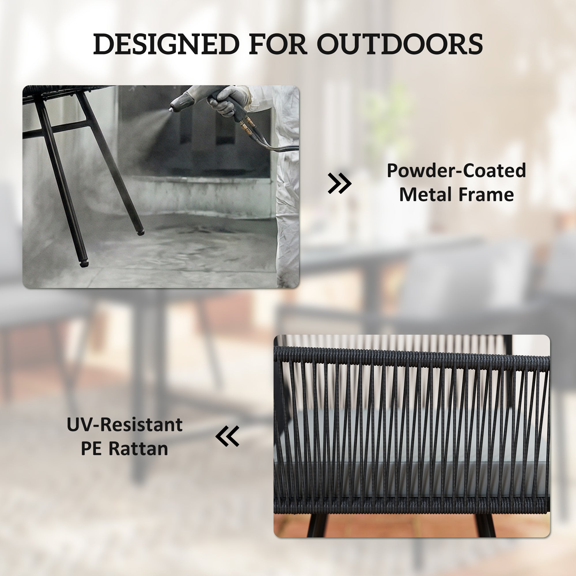 Outsunny 5 Piece Garden Furniture Set, Garden Dining Set with Wood-Plastic Table and 4 Armchairs, Light Grey 