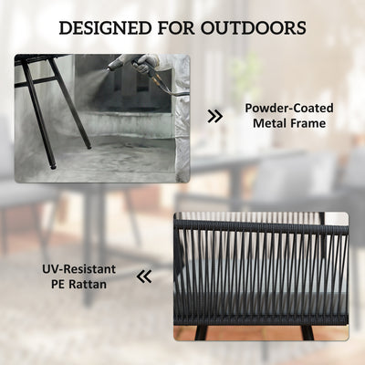 Outsunny 5 Piece Garden Furniture Set, Garden Dining Set with Wood-Plastic Table and 4 Armchairs, Light Grey 