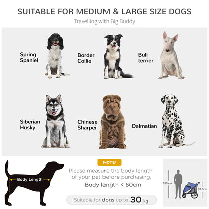 PawHut Foldable Pet Stroller, with Washable Cushion, Storage Bags, Safety Leash, for Medium, Large Dogs, Cats - Blue 