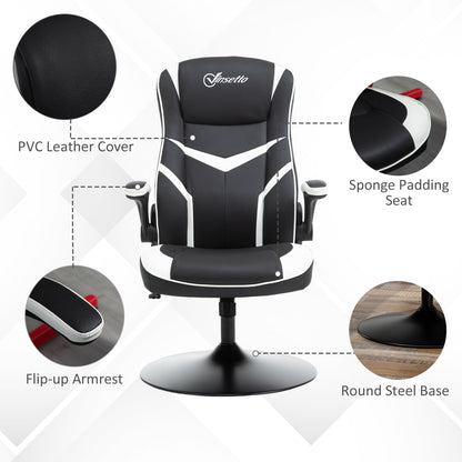 Vinsetto Gaming Chair Ergonomic Computer Chair with Adjustable Height Pedestal Base, Home Office Desk Chair PVC Leather Exclusive Swivel Chair Black 