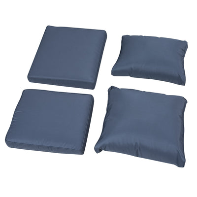 Outsunny Six-piece Outdoor Rattan Dining Set, with Reclining Armchairs - Blue 
