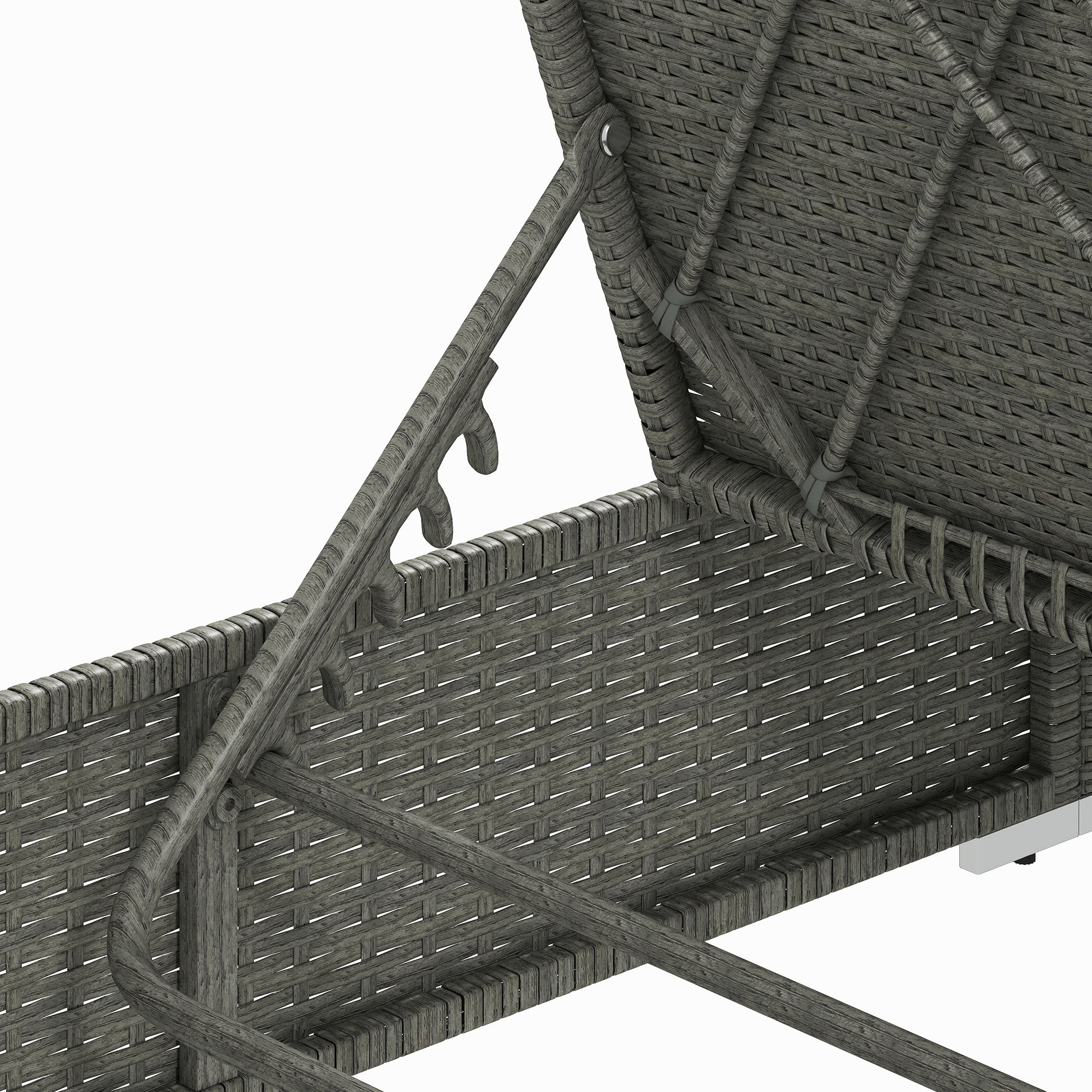 Outsunny Rattan Sun Lounger, Five-Position Reclining Garden Lounger Bed with Cushion, Light Grey 