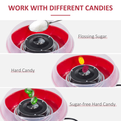 HOMCOM Candy Floss Machine Electric Cotton Candy Maker Gadgetry 450W (Red) 