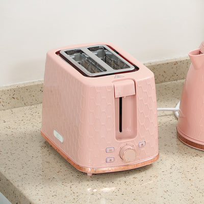 HOMCOM 1.7L 3000W Fast Boil Kettle & 2 Slice Toaster Set, Kettle and Toaster Set with Auto Shut Off, Browning Controls, Light Pink 