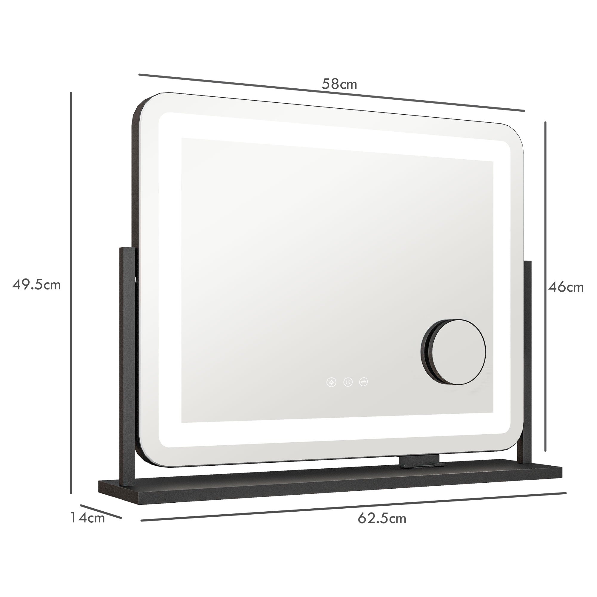HOMCOM LED Light Tabletop Makeup Mirror, with Adjustable Settings 