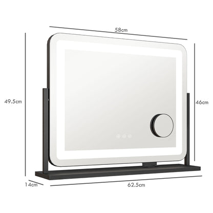 HOMCOM LED Light Tabletop Makeup Mirror, with Adjustable Settings 