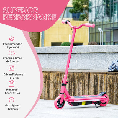 AIYAPLAY Electric Scooter for Ages 6-14, with Colourful Light and Electric Brake, Electric Scooter E Scooter, Up to 10 KM/H & 8 KM, Pink 